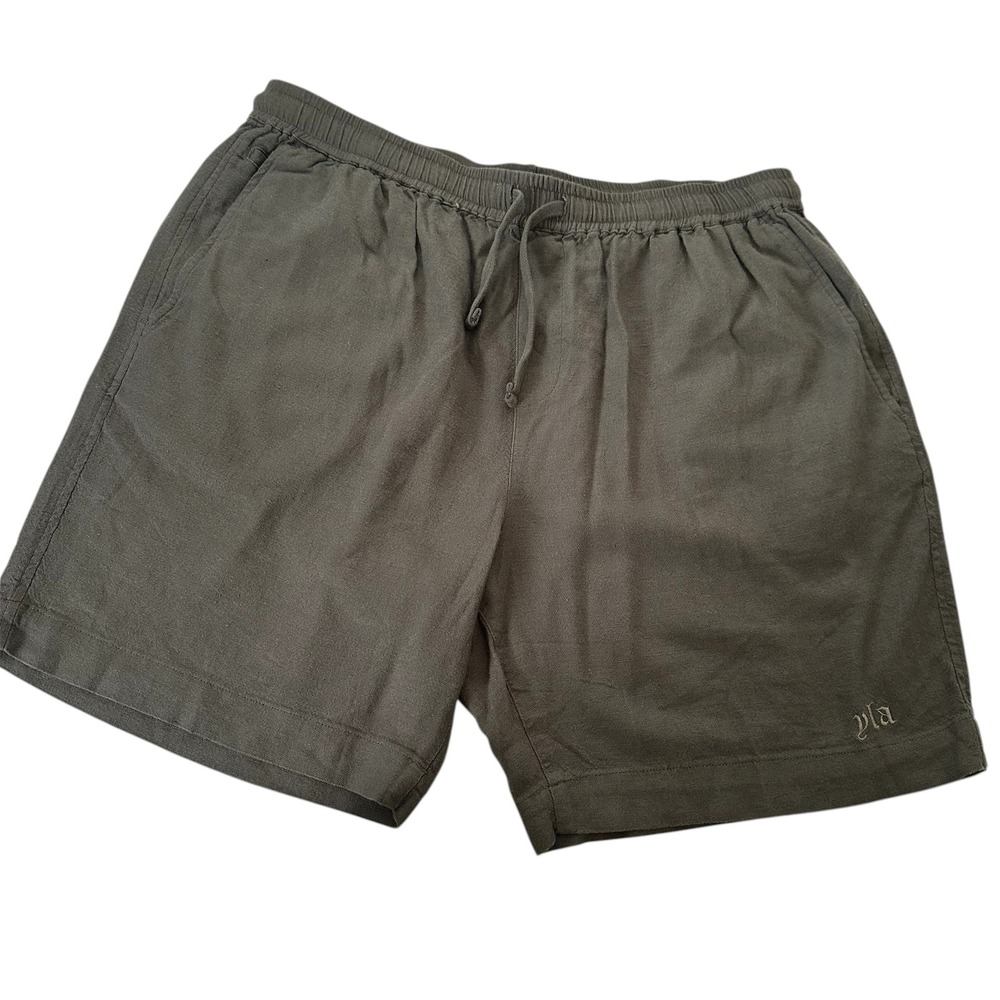 YoungLA Shorts Mens XXL Gray Viscose Linen Blend Drawstring Model 147‎